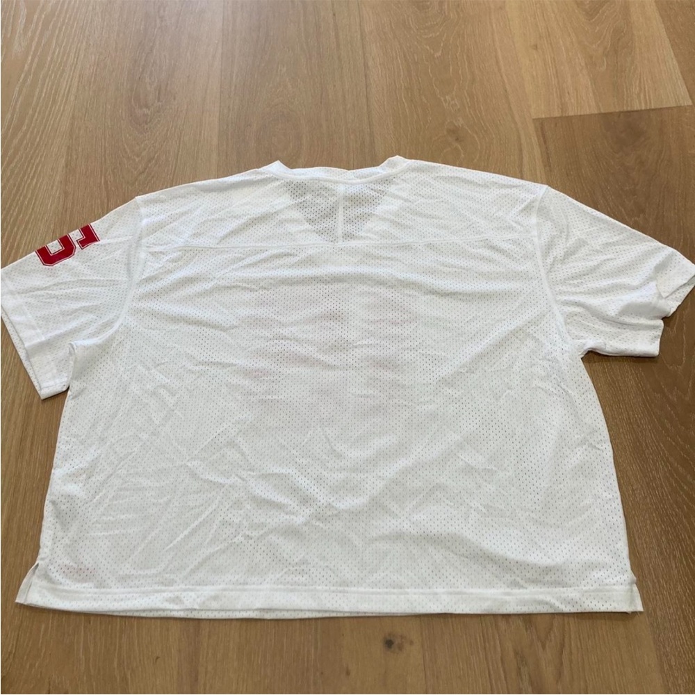 Aritzia Red and White Mesh Jersey Top - Picture 4 of 5